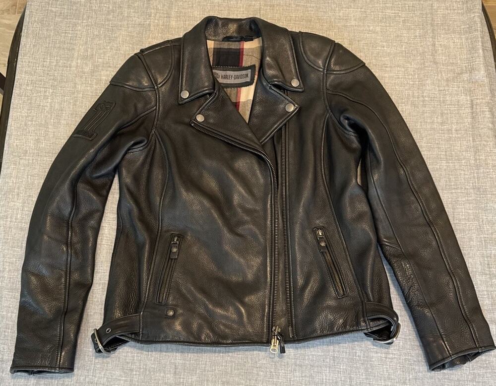 Harley-Davidson Women's L Alameda Heavy-Weight Leather Biker Jacket 98019-18VW